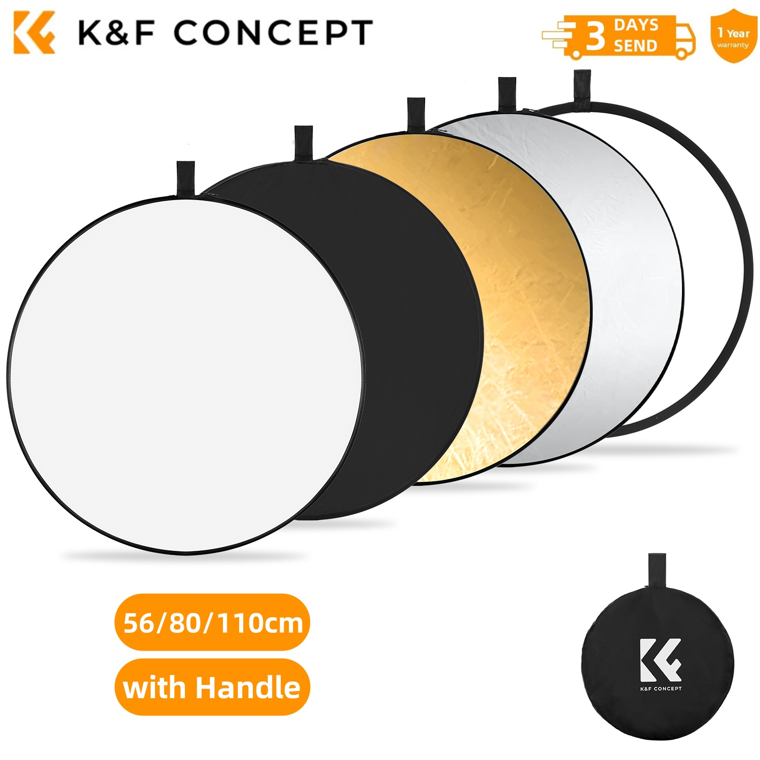 K&F CONCEPT 56/80/110cm 5-in-1 - Photography Lighting Reflectors review and price